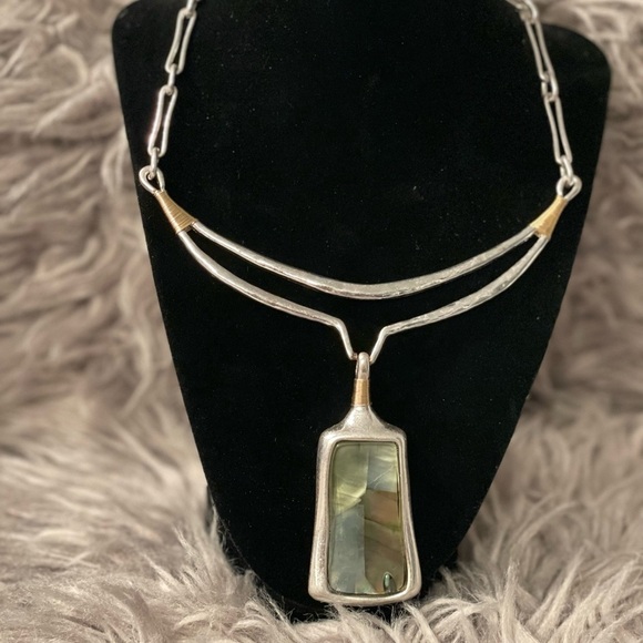 Robert Lee Morris Silver and Gold Necklace with Pendant - Picture 2 of 5